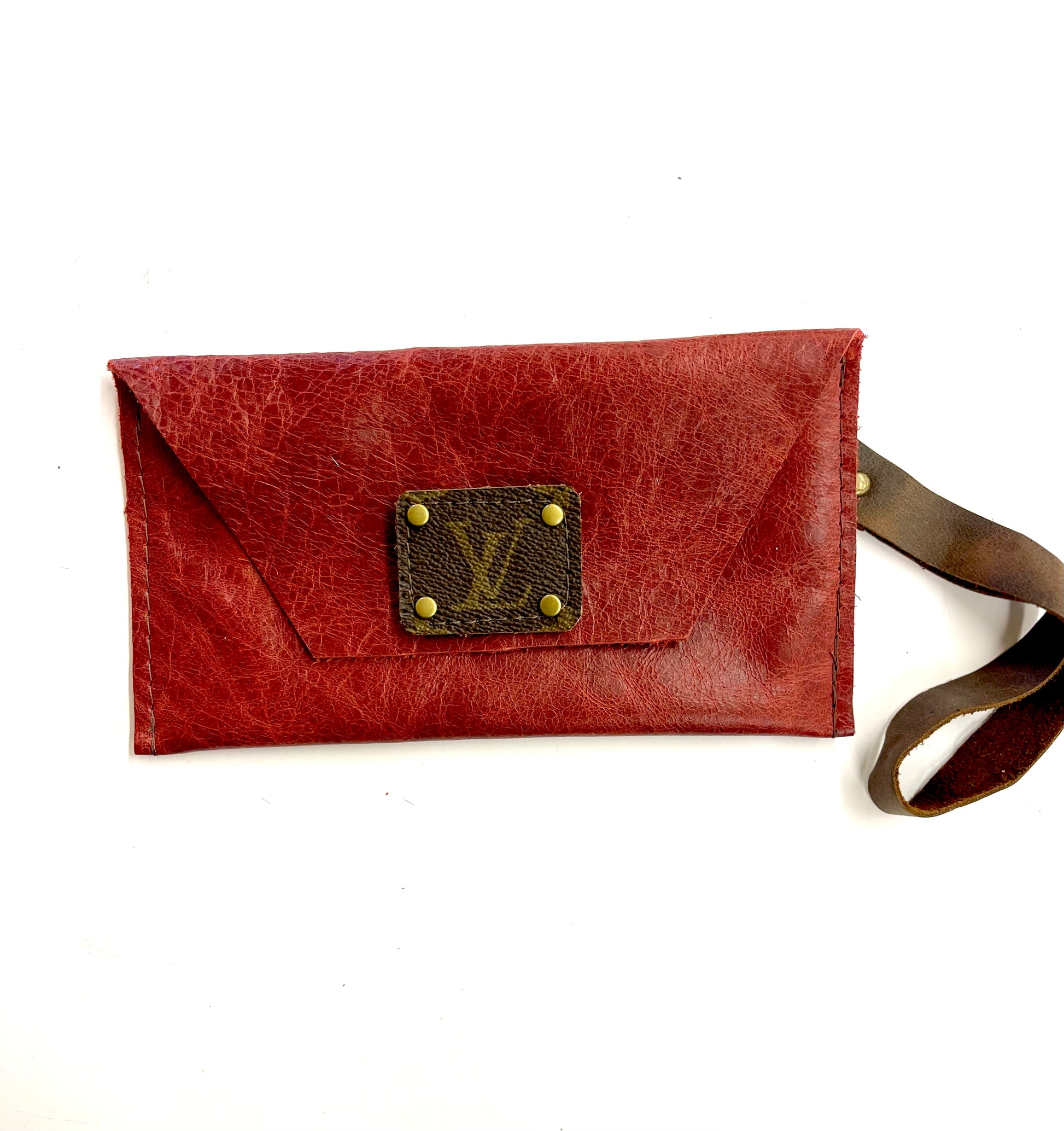 Red Smooth Hide Petite Snap Wristlet - Patches Of Upcycling Antique / Brown Handbag & Wallet Accessories Patches Of Upcycling