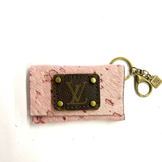 Cardholder multiple options with LV patch no border - Patches Of Upcycling HOH Light pink Acid Pink I’m Antique hardware Handbag & Wallet Accessories Patches Of Upcycling