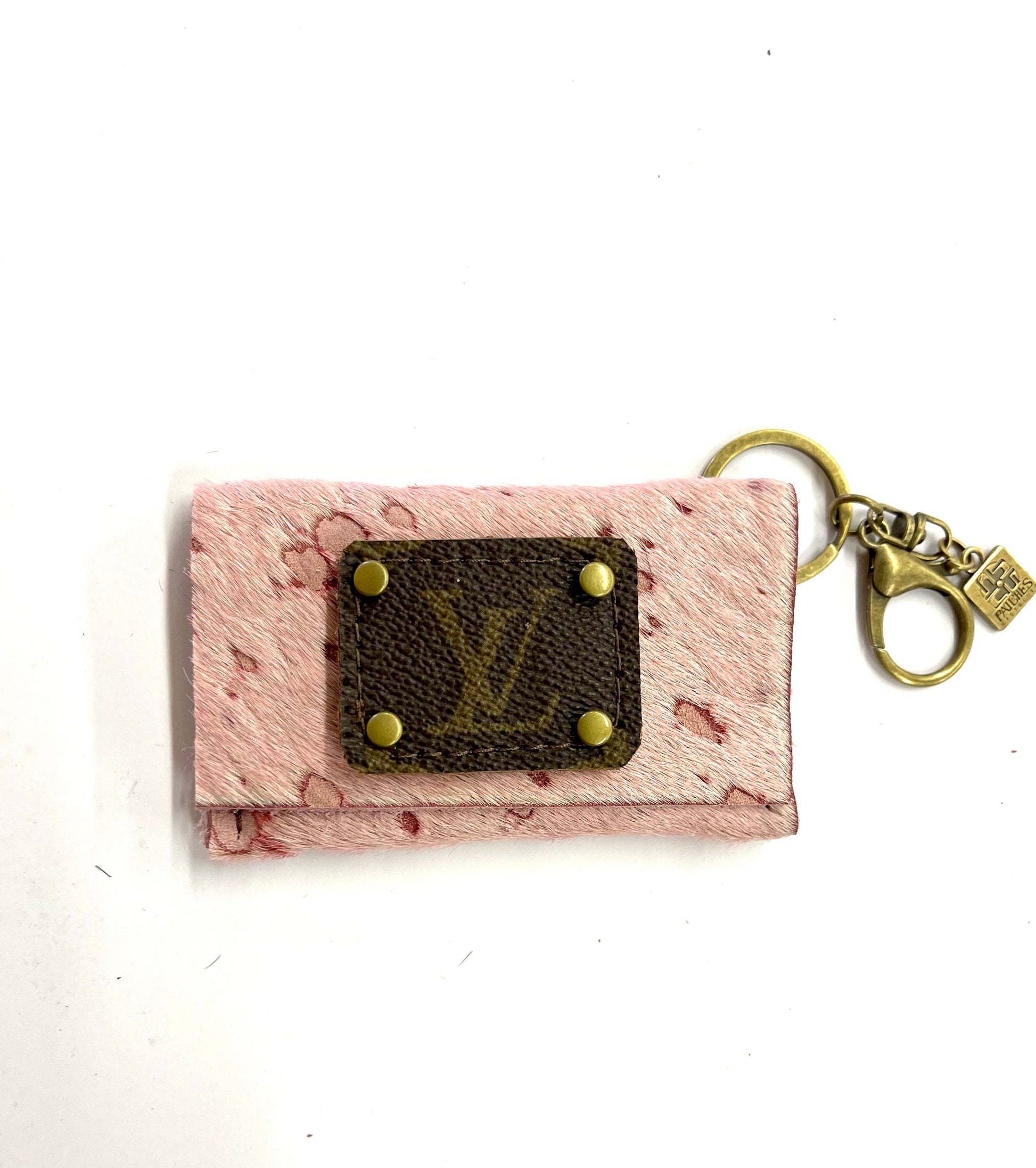 Cardholder multiple options with LV patch no border - Patches Of Upcycling HOH Light pink Acid Pink I’m Antique hardware Handbag & Wallet Accessories Patches Of Upcycling