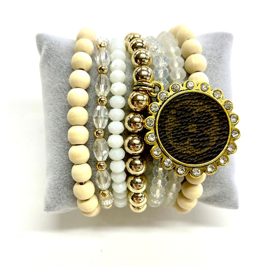 Foundational- Stacked Bracelet set- Gold clear - Patches Of Upcycling