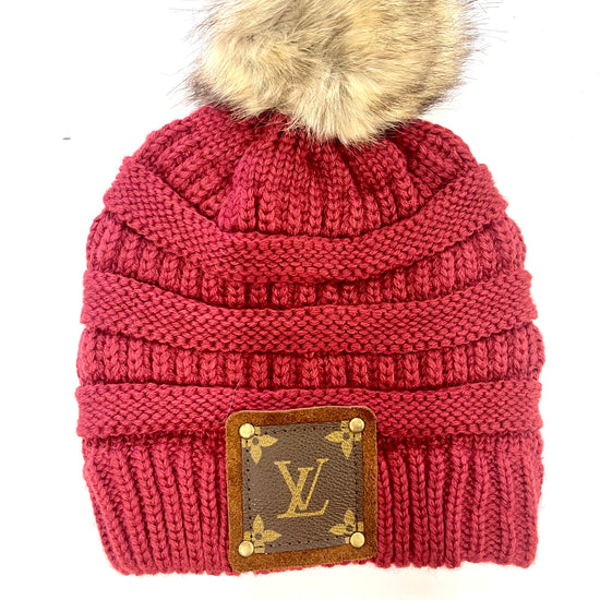 Ruby Beanie with brown patch antique hardware - Patches Of Upcycling