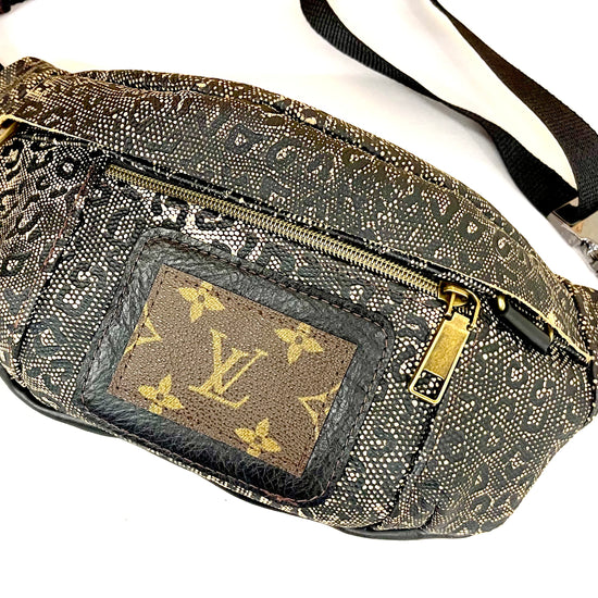 Adjustable Bum bag with a PATCH LV multiple color options - Patches Of Upcycling Embossed Leopard with Black Patches Of Upcycling