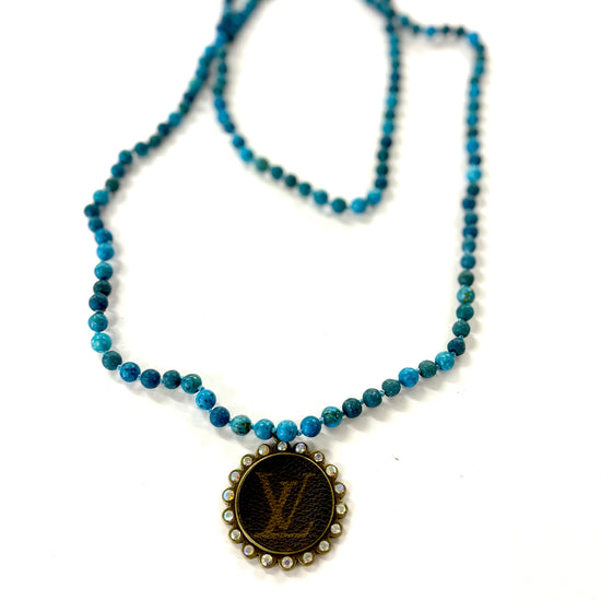 Stone- Jodi necklace with large teardrop pendant - Patches Of Upcycling