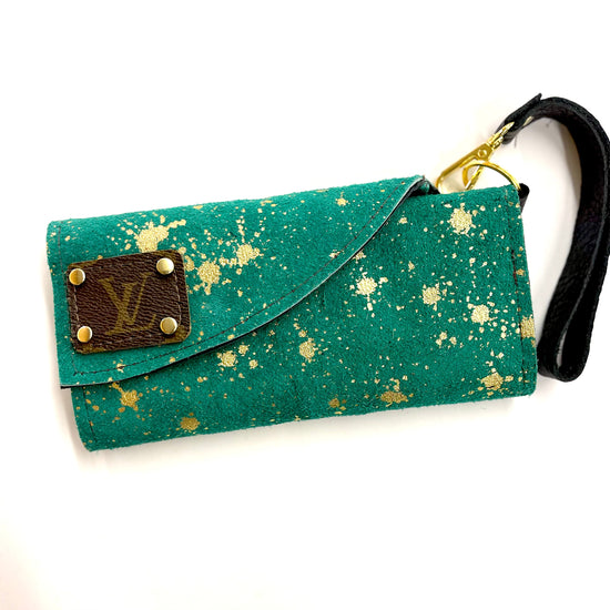 Tri Fold Wristlet Wallet, Embossed colors - Patches Of Upcycling
