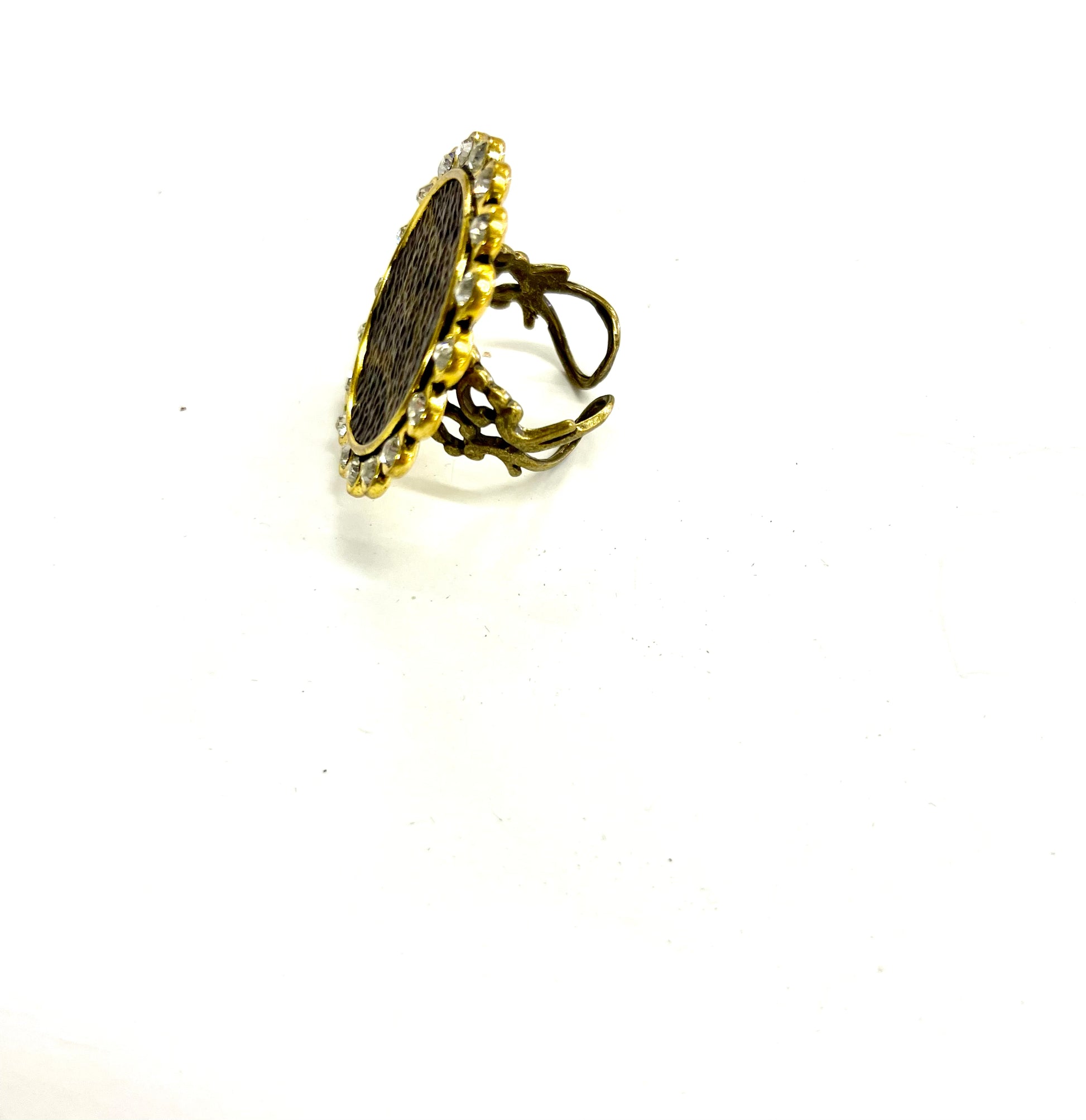 Round Gold Bling Flourish Ring - Patches Of Upcycling
