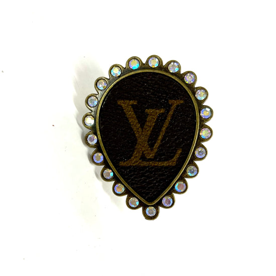 Upside down Teardrop Bling LV Ring - Patches Of Upcycling