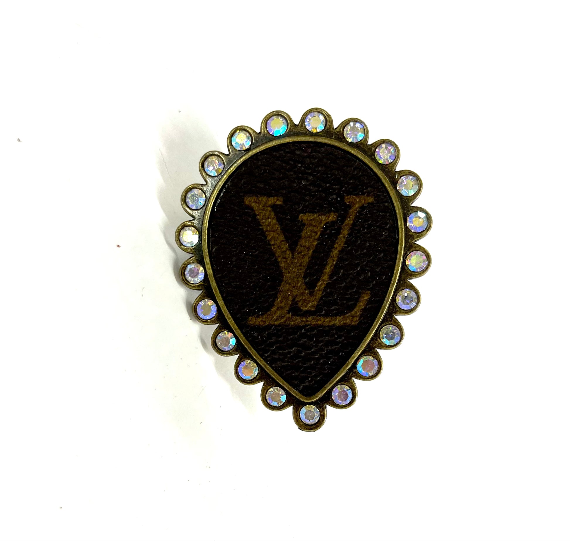 Upside down Teardrop Bling LV Ring - Patches Of Upcycling