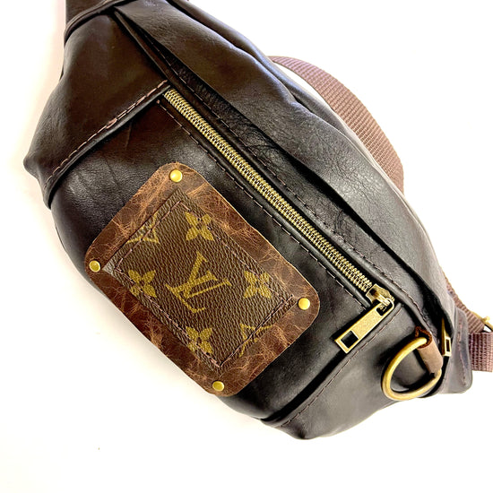 Adjustable Bum Bag PATCH of Lv- Smooth Leathers - Patches Of Upcycling Black Patches Of Upcycling