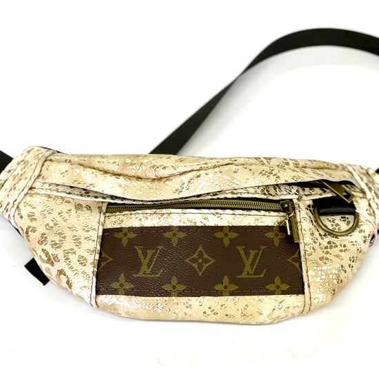Adjustable Bum Bag STRIP LV - Patches Of Upcycling Smooth Gold Leopard Patches Of Upcycling