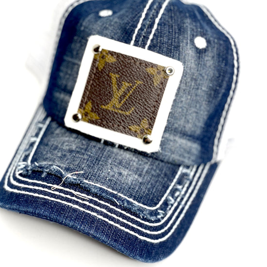 RR2 - Faded Aleiko with distressed top brim Jean with white back White/Silver - Patches Of Upcycling