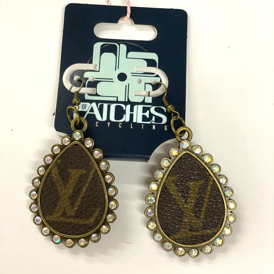Medium teardrop LV earrings - Patches Of Upcycling