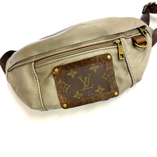 Adjustable Bum Bag PATCH of Lv- Smooth Leathers - Patches Of Upcycling Taupe Patches Of Upcycling
