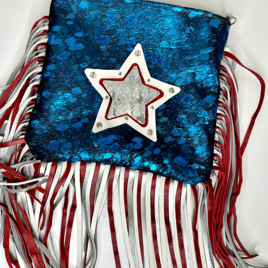 Limited Edition - Medium Crossbody - Red White and Blue - Patches Of Upcycling