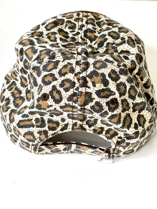 H3 - Leopard Brown Baseball Hat Brown/Gold - Patches Of Upcycling