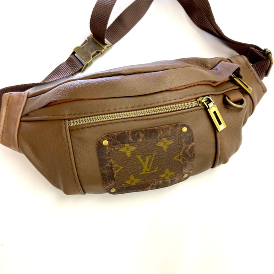 Adjustable Bum Bag PATCH of Lv- Smooth Leathers - Patches Of Upcycling Brown Patches Of Upcycling
