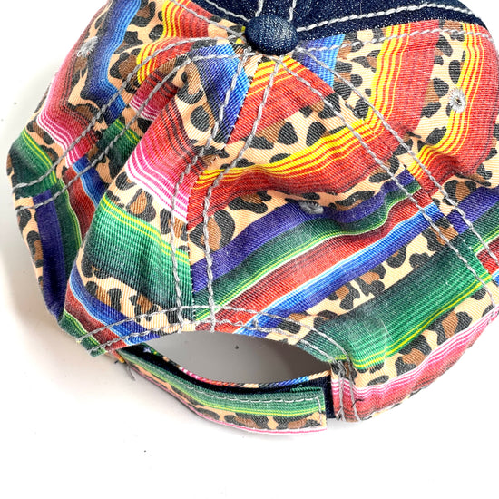 UU2 - Blue Jean Serape and Leopard Brim and Back , Black/Antique - Patches Of Upcycling