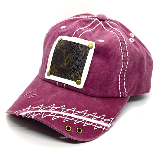 W3 - Maroon baseball hat with white stitching White/Antique - Patches Of Upcycling