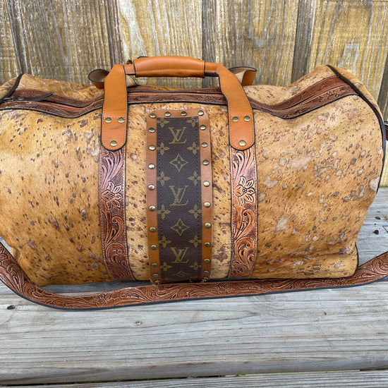 Large duffel HOH tan acid wash (4LV) - Patches Of Upcycling