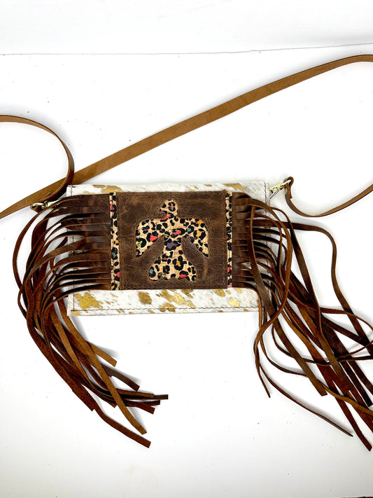 Small Crossbody patch Eagle in Acid Gold - Patches Of Upcycling