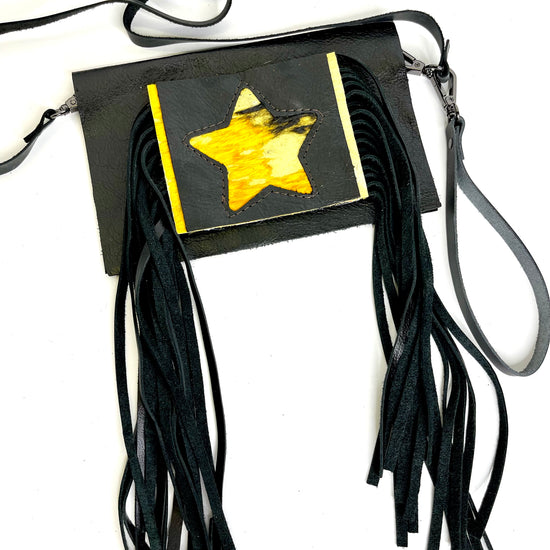Small Crossbody Star- multiple hide options - Patches Of Upcycling Yes Fringe / Yellow HOH Handbags A Patch of Upcycling