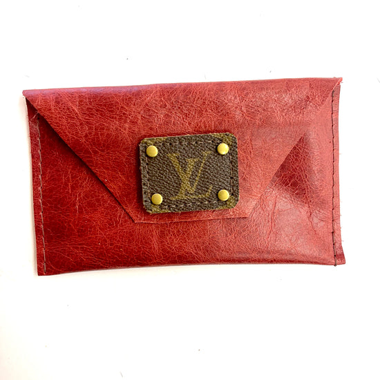 Smooth Red Hide - Large Card Holder - Patches Of Upcycling Antique Handbag & Wallet Accessories Patches Of Upcycling