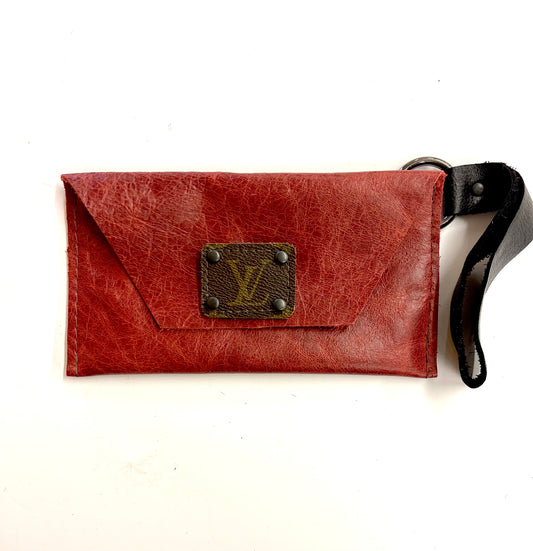 Red Smooth Hide Petite Snap Wristlet - Patches Of Upcycling Black / Black Handbag & Wallet Accessories Patches Of Upcycling