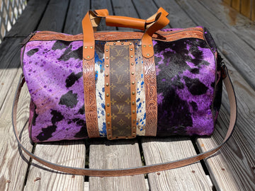 Large duffel HOH purple with blue acid wash (4LV) - Patches Of Upcycling