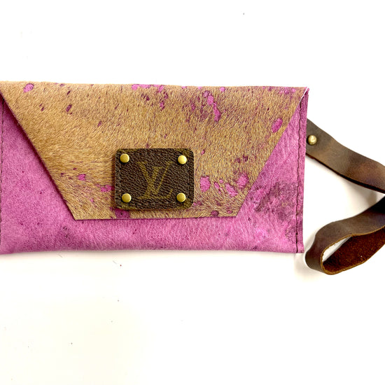 HOH Camel Acid Pink Petite Snap Wristlet - Patches Of Upcycling Antique / Brown Handbag & Wallet Accessories Patches Of Upcycling
