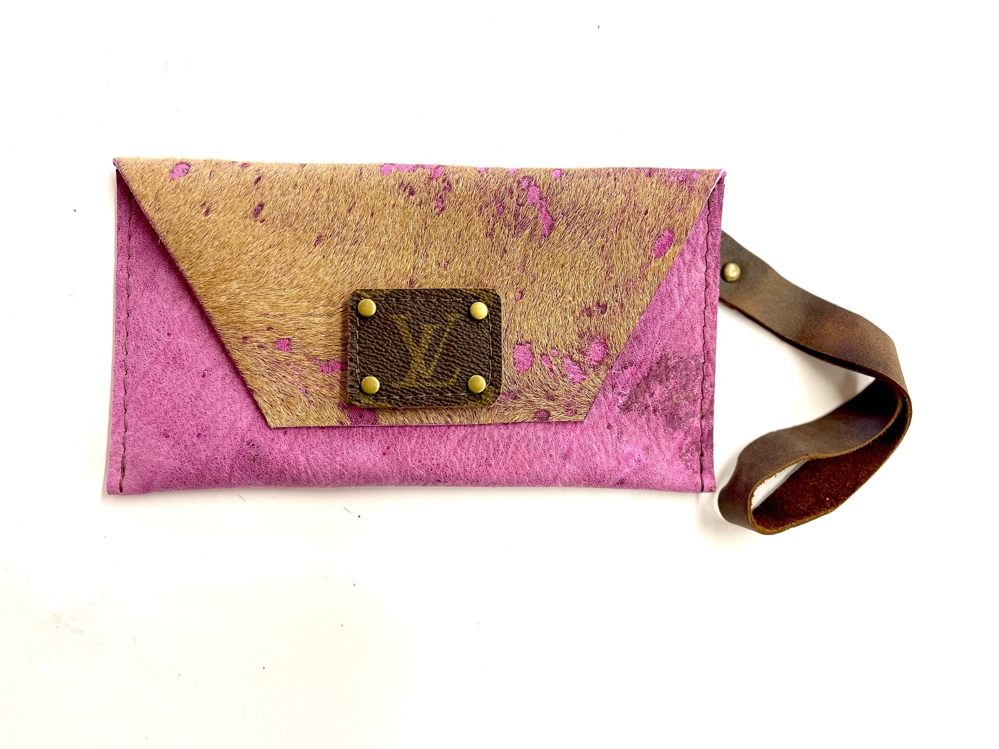 HOH Camel Acid Pink Petite Snap Wristlet - Patches Of Upcycling Antique / Brown Handbag & Wallet Accessories Patches Of Upcycling