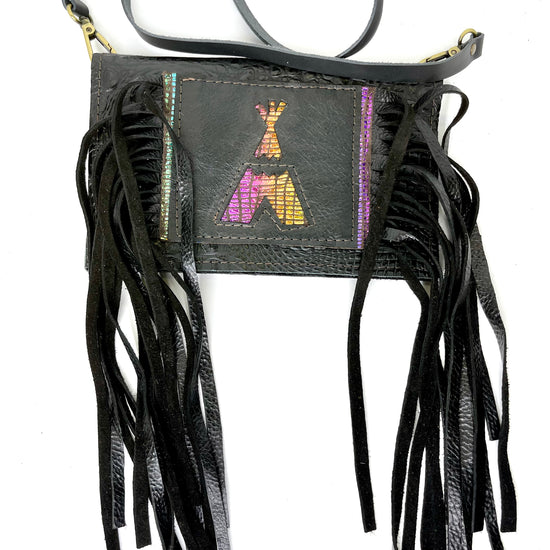 Small Crossbody patch tepee black - Patches Of Upcycling