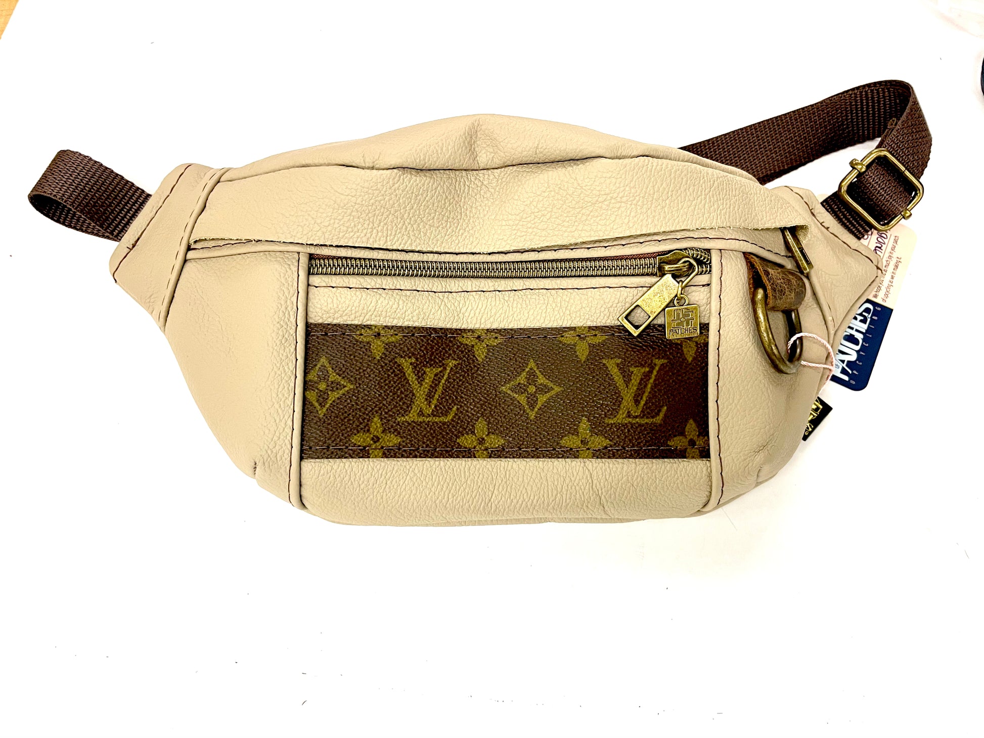 Adjustable Bum Bag STRIP LV - Patches Of Upcycling Cream Patches Of Upcycling
