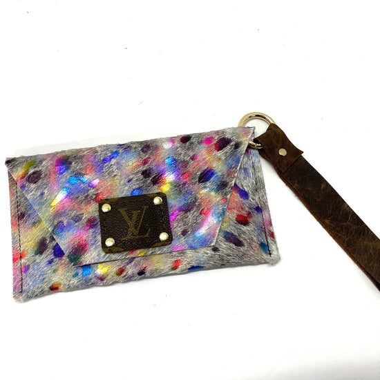 Rainbow White HOH Petite Snap Wristlet - Patches Of Upcycling
