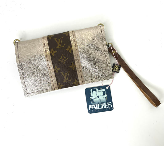 Small Crossbody (with LV Strip) Rustic Gold - Patches Of Upcycling No Fringe Handbags Patches Of Upcycling