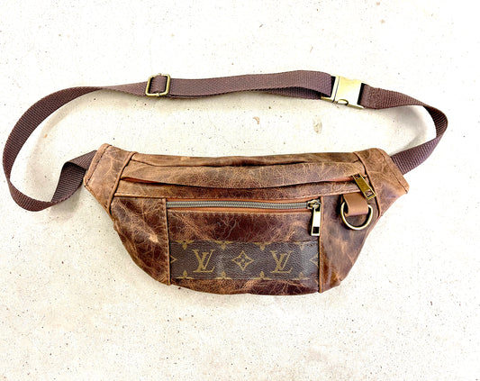 Adjustable Bum Bag STRIP LV - Patches Of Upcycling Brown Patches Of Upcycling