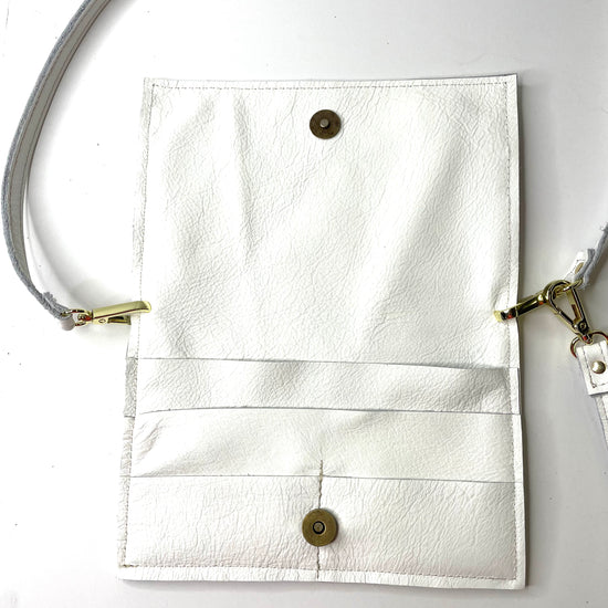 Small Crossbody Kaleidoscope white with green, white, and pink - Patches Of Upcycling