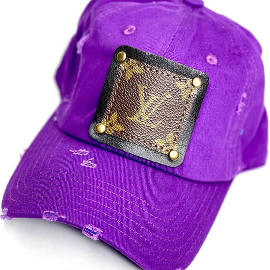 GG9 - Purple Distressed Dad Hat Black/Antique - Patches Of Upcycling
