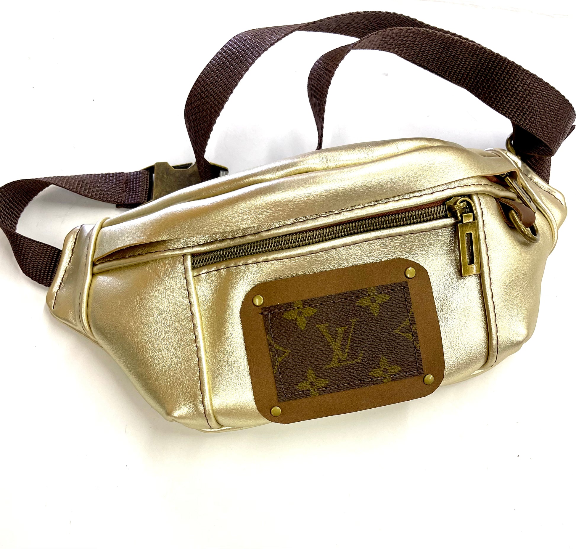 Adjustable Bum Bag PATCH of Lv- Smooth Leathers - Patches Of Upcycling Gold Patches Of Upcycling