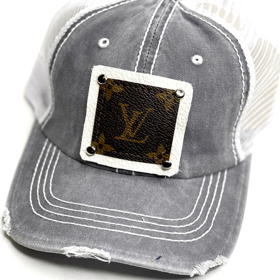PP8 - Faded Distressed Grey Hat with White Back White/Silver - Patches Of Upcycling