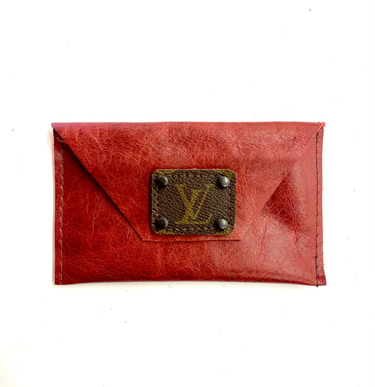 Smooth Red Hide - Large Card Holder - Patches Of Upcycling Black Handbag & Wallet Accessories Patches Of Upcycling