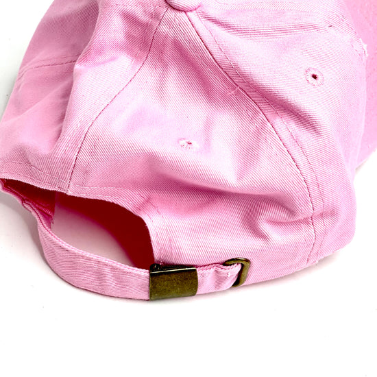 GG7 - Light Pink Distressed Dad Hat White/Silver - Patches Of Upcycling