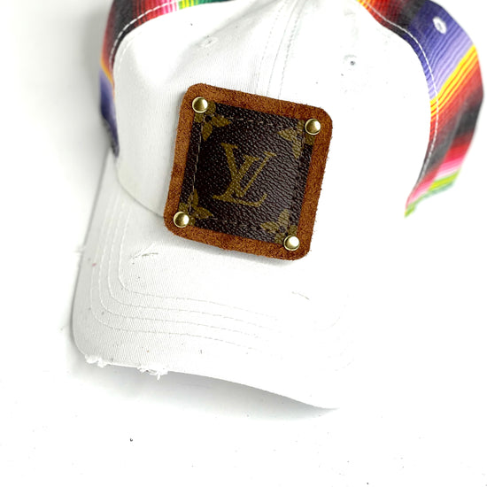 WW6 - Serape Back White Front Hat, Brown/Gold - Patches Of Upcycling